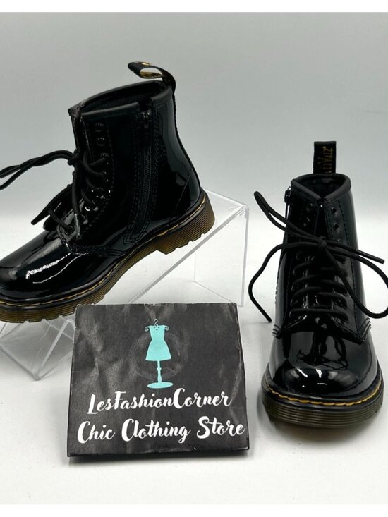 Dr. Martens Other - NWOB Dr. Martens Kids Black Patent Leather 1460 T Lace-Up Combat Boots Sz 9 3276